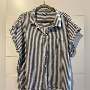 Orvis Navy and White Striped Blouse